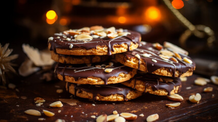 Florentine cookies, in cut, on a table