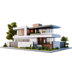 3d render of a modern house on isolate transparency background, PNG