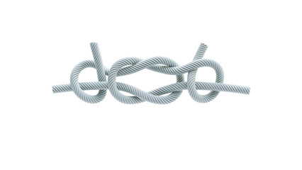 rope string with reef knot 3D rendering