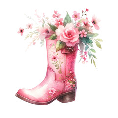 Pink Boot Flower Valentine Clip art