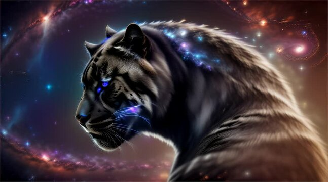 銀河とクロヒョウ｜galaxy and black panther Generative AI