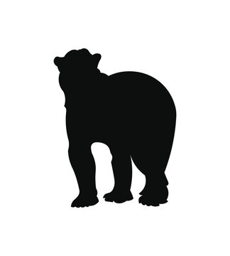 A black silhouette of a grizzly bear animal