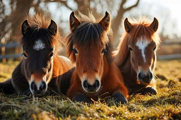 horse family on pasture