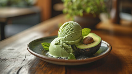 Delicious avocado ice cream . 