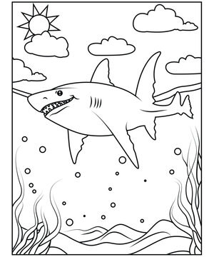 shark coloring page for kids