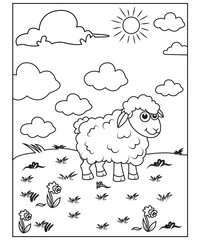 sheep coloring page for kids