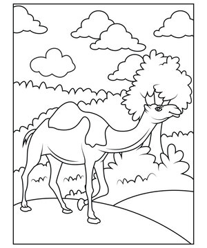 camel coloring page for kids