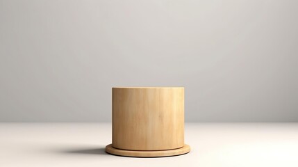 Empty wooden podium or pedestal display mockup studio background.