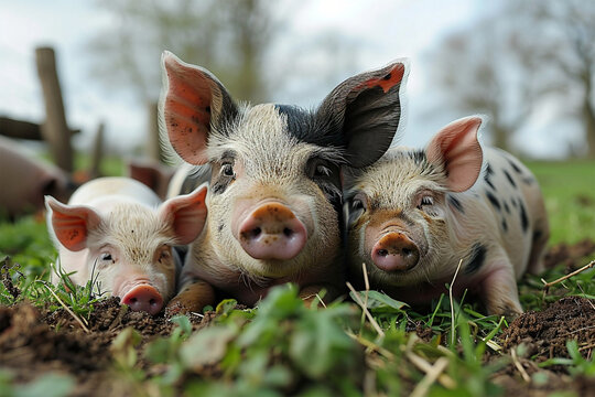pig family on pasture