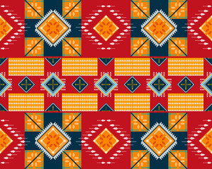 Traditional geometric ethnic fabric pattern design for textiles, rugs, wallpaper, clothing, sarong, scarf, batik, wrap, embroidery, print, curtain, carpet, wallpaper, wrapping, Batik, vector