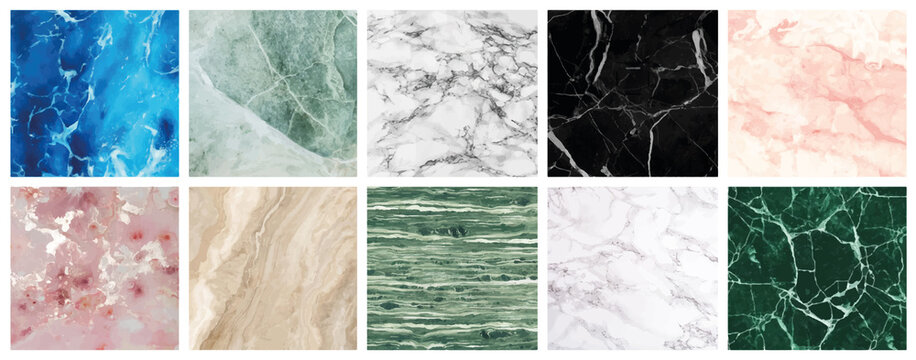 collection de textures et surfaces minérales de marbre de plusieurs couleurs