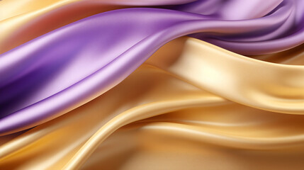 Gold and Violet Silk Satin Fabric