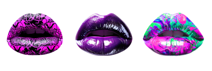 Creative make-up lips on transparent background