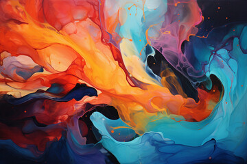 Layers of molten colors blending together to form an abstract representation of intense, liquid weight.