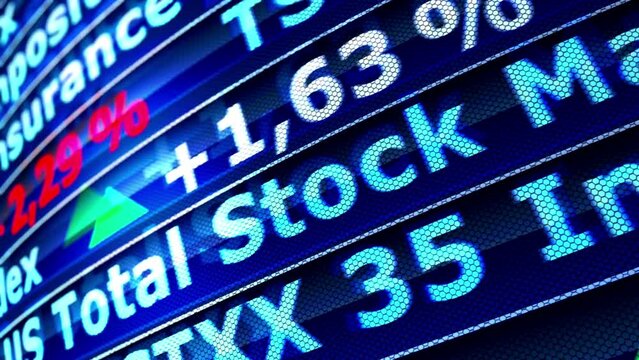 4K Ultra HD Video: Close-Up of Fictitious Global Exchange World Indexes Stock Symbols - Financial Concept