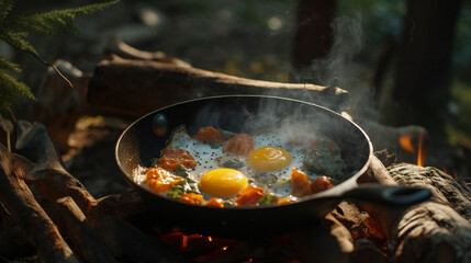 Campfire Culinary Magic: Skillet Breakfast Delight, Generative AI