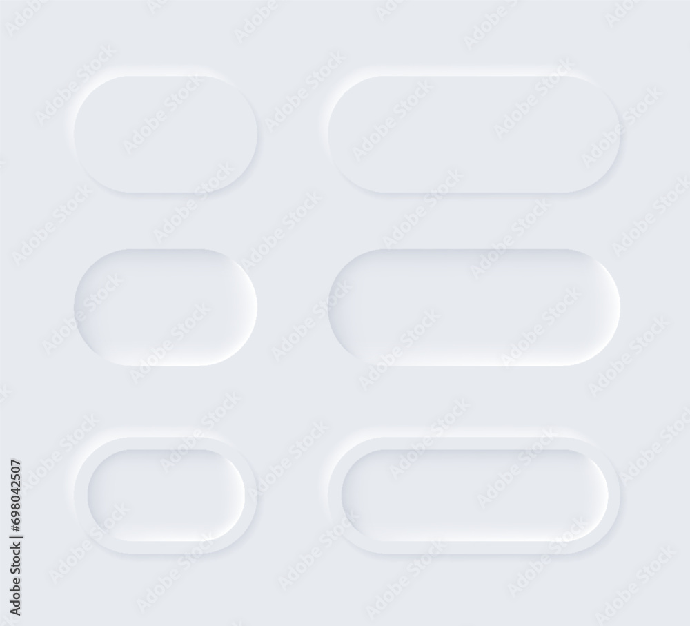 Sticker neumorphic buttons. simple trendy design elements ui components isolated on light background. contro