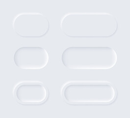 Neumorphic buttons. Simple trendy design elements UI components isolated on light background. Control element for website, mobile app menu and navigation with rounded edges