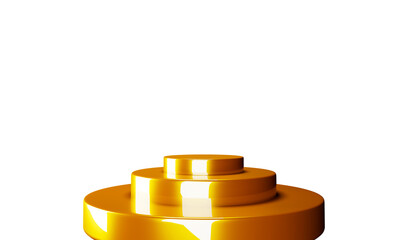 Christmas 3d style Product podium scene with flying falling white gift box with gold bow.3d illustration.