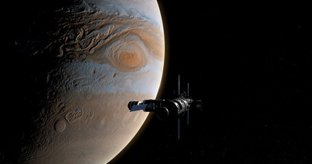 Space station in orbit of Jupiter. © Sergey Fedoskin