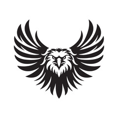 Dawn of Freedom: Eagle Illustration Highlighting the Morning Soar of a Majestic Bird - Eagle Face Silhouette Front and Center
