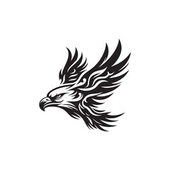 In Flight Majesty: Eagle Illustration Showcasing the Dynamic Movement of a Bird of Prey - Eagle Face Silhouette Intertwined
