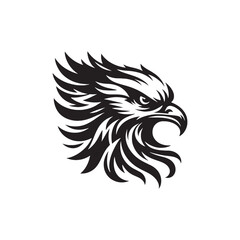 Fototapeta premium Detailed Eagle Illustration: Majestic Bird's Eye View with Emphasis on the Distinctive Eagle Face Silhouette 