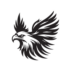 Eagle Face Silhouette: Intricate Illustration Highlighting the Regal Profile of a Majestic Bird of Prey in Flight
