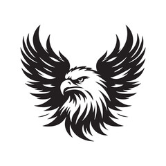 Illustration of an Eagle: Powerful Wings, Sharp Beak, and Fierce Gaze - Eagle Face Silhouette Embodied in Nature's Majesty
