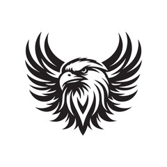 Eagle Face Silhouette in Flight: Stunning Illustration of a Raptor Soaring Through the Sky with Strength and Elegance
