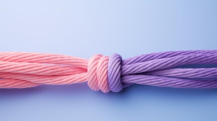 Unity Concept with Pink and Purple Rope Knot - obrazy, fototapety, plakaty