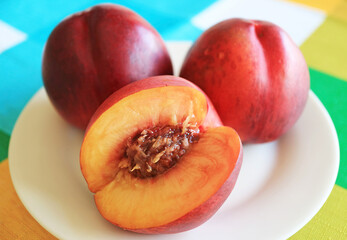 Fototapeta na wymiar Delectable Ripe Nectarines, One of Delicious and Nutritious Stone Fruits