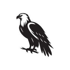 Noble Eagle Illustration: Intricate Silhouette Artwork Showcasing the Grandeur of the Majestic Bird
