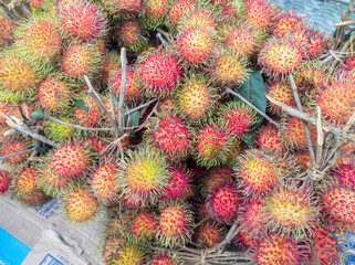 Fototapeta premium Organic Rambutan pile from local agriculture farm