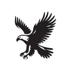 Eagle Silhouette in Flight: Illustration Emphasizing the Graceful Movement and Freedom
