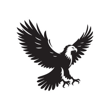 Eagle Silhouette Art: Detailed Illustration Showcasing the Power and Elegance of the Majestic Bird
