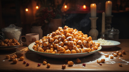 Struffoli on a table