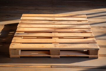 AI-generated illustration of a wooden pallet on the floor illuminated by soft light