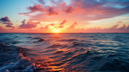 sunset over the sea HD 8K wallpaper Stock Photographic Image - obrazy, fototapety, plakaty
