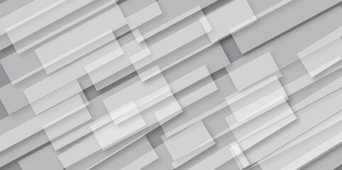 White and gray background with stack of Illustration and graphic background abstract white and geometric texture, clean white color gradient grid squares lines.