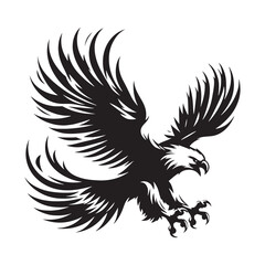 Obraz premium Horizon Harmony: The Harmonious Flying Eagle Silhouette, Merging with the Horizon in a Graceful Dance of Flight. 