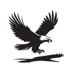 Ethereal Elevation: A Captivating Flying Eagle Silhouette, Elegantly Elevated Against the Vast Sky.
