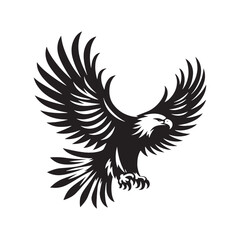 Fototapeta premium Wings Unfurled: The Powerful Image of a Flying Eagle Silhouette, A Captivating Representation of Nature's Aerial Beauty. 