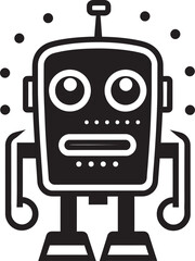 Charming Byte Cute Small Bot Logo Mark Compact Innovation Black Vector Bot Symbol
