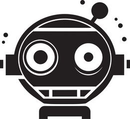 Teeny Robotic Elegance Cute Black Logo Concept Dinky Droid Delight Small Bot Vector Insignia