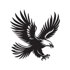 Fototapeta premium Air Majesty: The Flying Eagle Silhouette, an Emblem of Aerial Dominance and Majestic Presence in the Skies. 