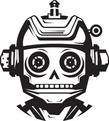 Compact Chat Innovator Black Vector Robot Symbol Whirring Cuteness Small Bot Chat Icon Design