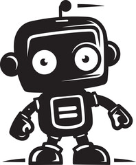 Teeny Robotic Elegance Cute Black AI Logo Concept Dinky Digital Pal Small AI Bot Vector Insignia