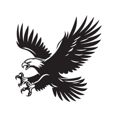 Winged Majesty: A Bold and Regal Flying Eagle Silhouette, Capturing the Essence of Wild Grandeur in Shadows.
