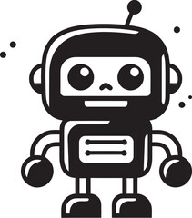 Mini Marvel Conversations Small Robot Logo Glyph Petite AI Wonder Black Chatbot Vector Insignia